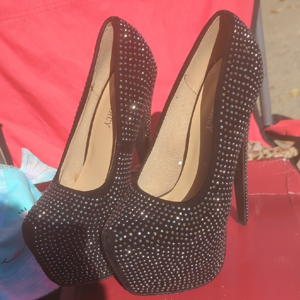 Fox Black and Silver Studded Heels